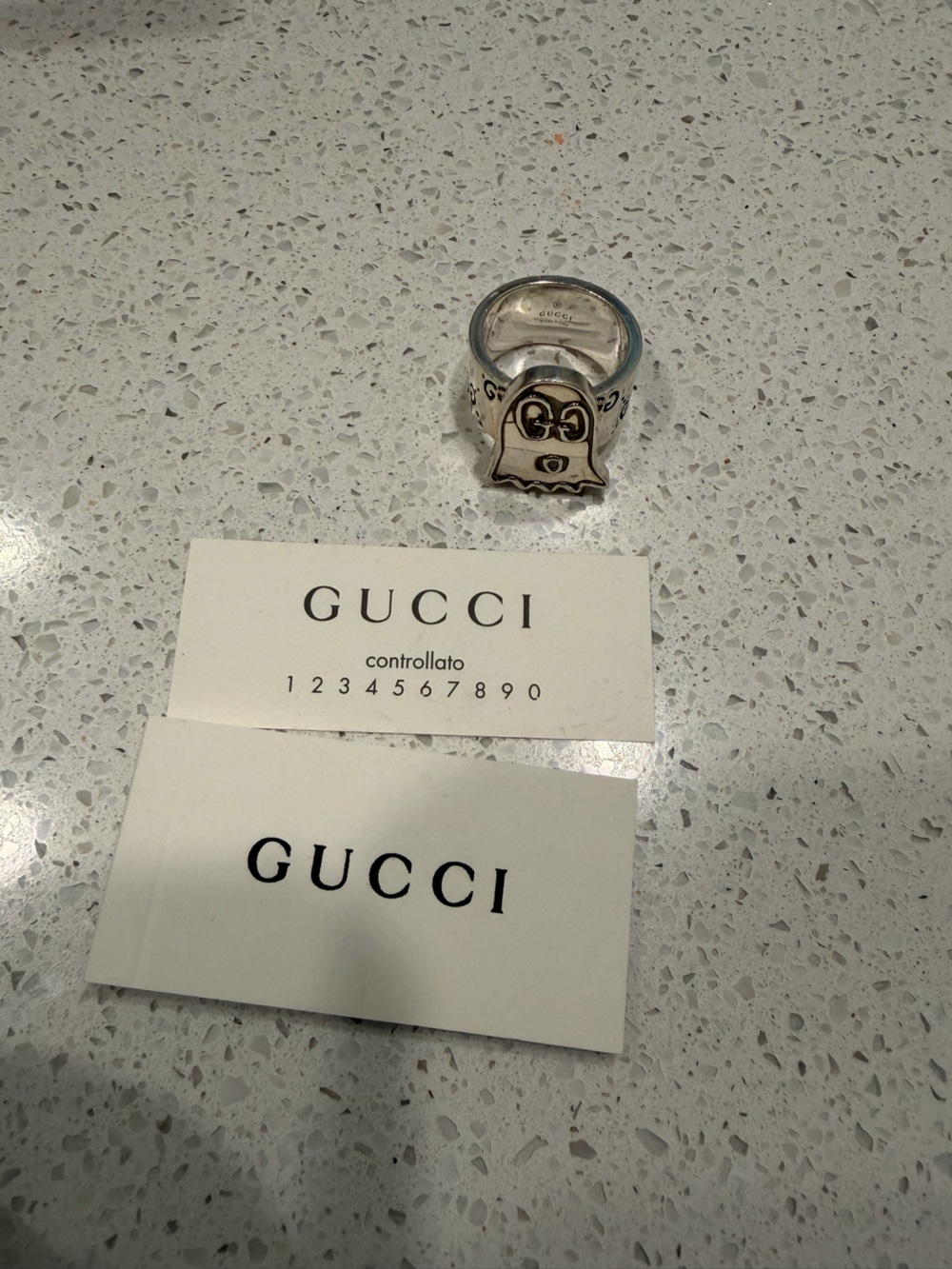 Gucci Silver Ghost Motif Ring - Silver